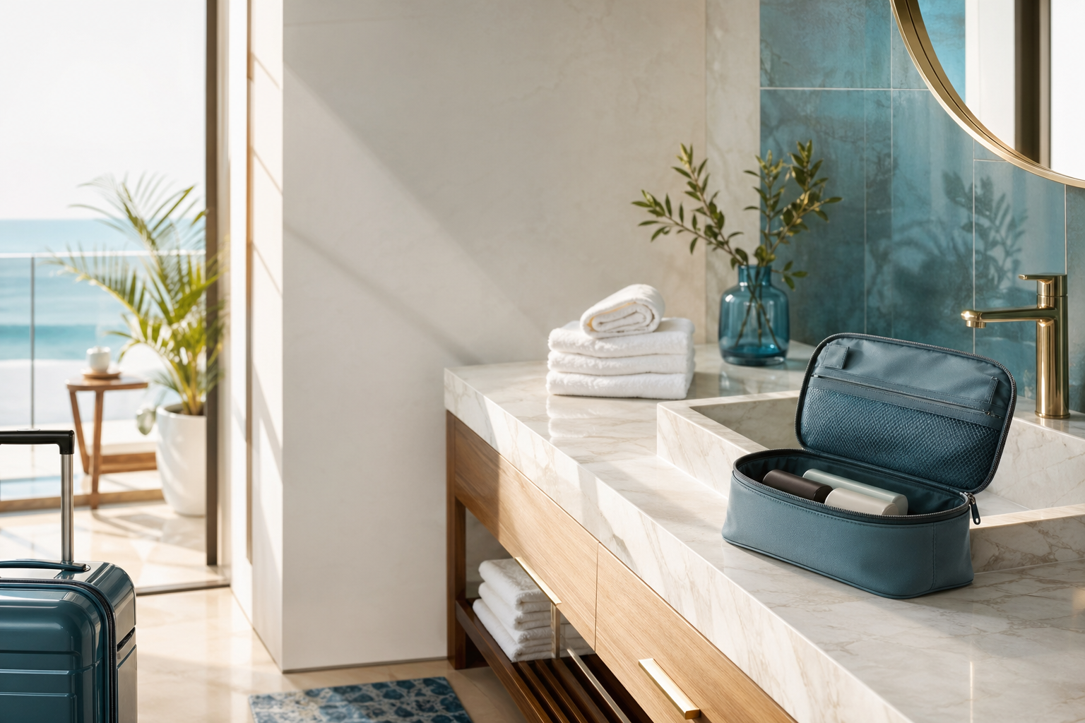 Clean hotel bathroom with CubeJet